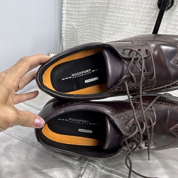 Rockport Walkability Adiprene Adidas Hydroshield Burgundy Wingtip Shoes Mens 14W - Picture 8 of 14